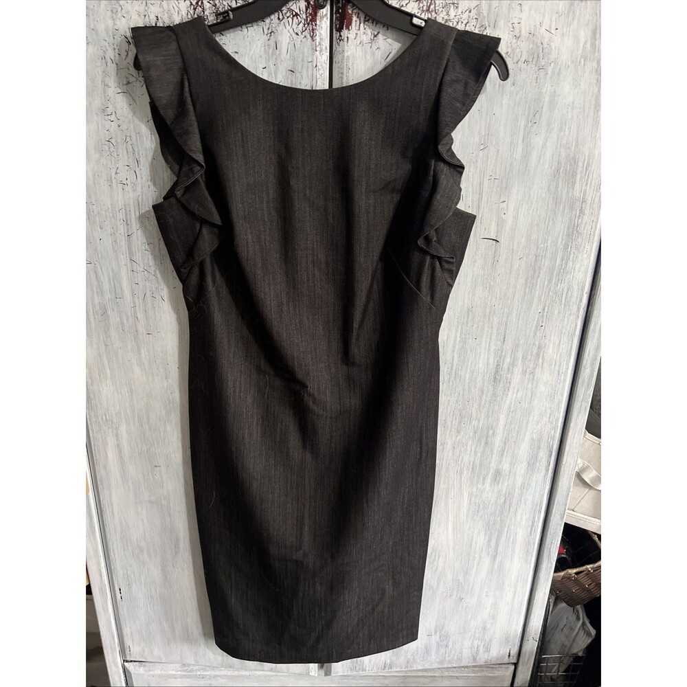 Calvin Klein ruffled sleeveless dress gray Y2K BoHo feminine Sz 4